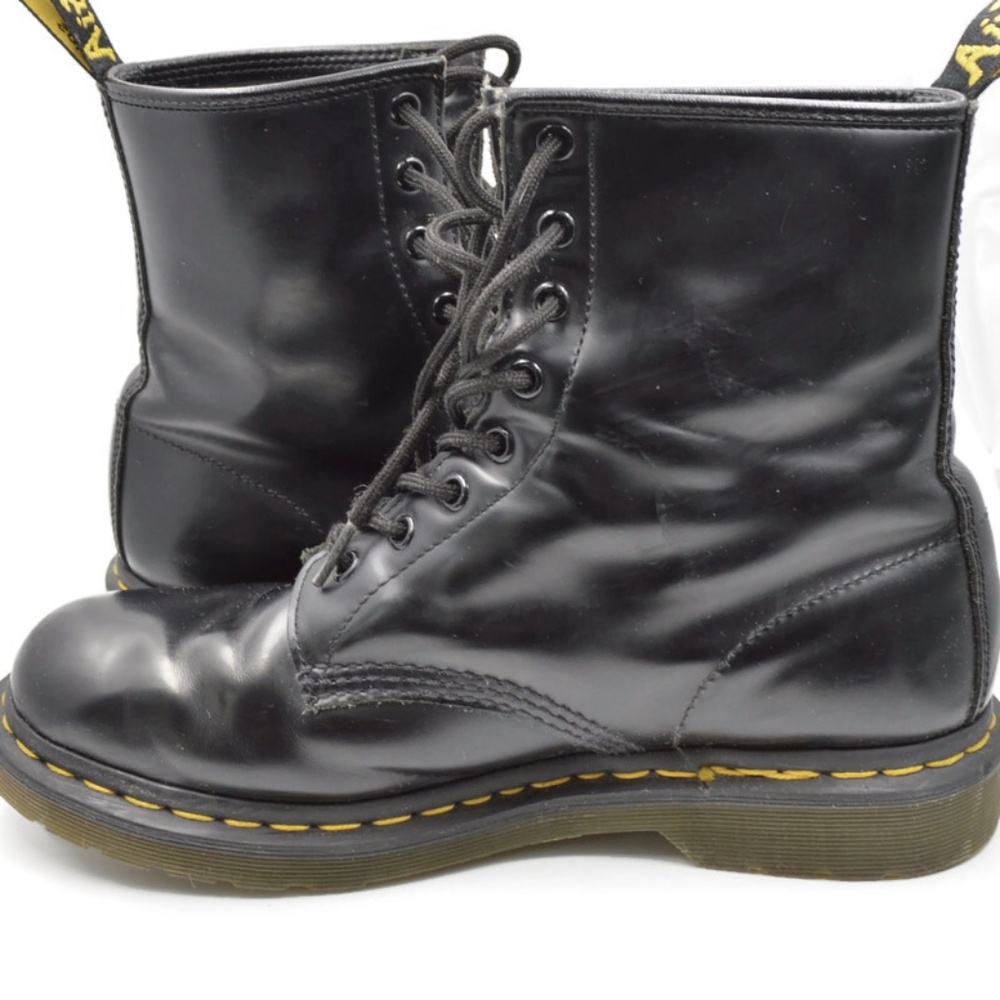 Dr.Martens Patent Leather Lace Up Black Docs Boots Size 10 - Picture 6 of 11